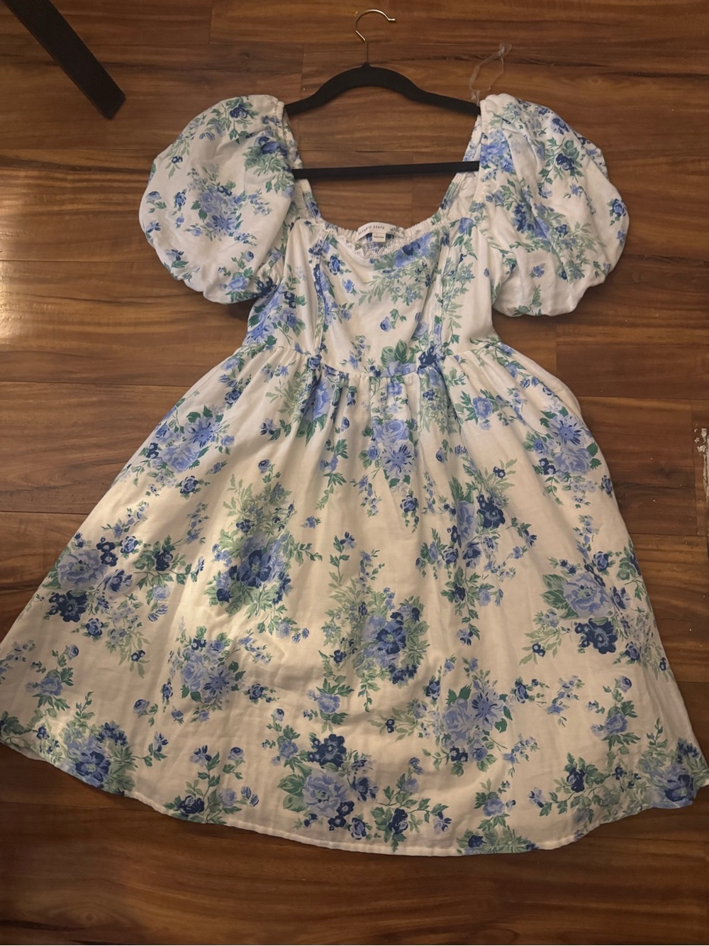 Altar'd State White NWOT Dress with Blue Floral Print - Picture 2 of 6